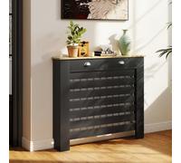 Homcom Radiator Cover With Drawer, Horizontal Slat, 111Cm, Black