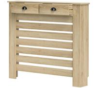 Homcom Radiator Cover With Drawer, Horizontal Slat, 111Cm In Natural Natural