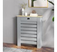 HOMCOM Radiator Cover with Drawer, Horizontal Slat, 78cm, Grey