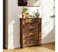 HOMCOM Radiator Cover with Drawer, Horizontal Slatted Grill, Rustic Brown Painted MDF Wood Cabinet Shelf Heating Cover for Living Room Bedroom Hallway, Small (H: 95.5 / W: 78 / D: 19 cm)