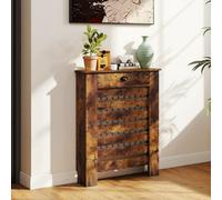 HOMCOM Radiator Cover with Drawer, Horizontal Slat, 78cm, Rustic Brown