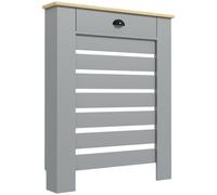 HOMCOM Radiator Cover w/ Drawer, Horizontal Slat, 78cm, Grey, Grey