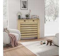 Homcom Radiator Cover With Drawer, Horizontal Slat Grill, 111Cm, Oak Medium
