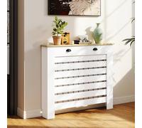 Homcom Radiator Cover With Drawer, Horizontal Slat, White White
