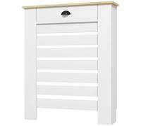 Homcom Radiator Cover With Drawer, Horizontal Slat, White White