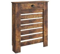 HOMCOM Radiator Cover with Drawer, Horizontal Slatted Grill, Rustic Brown Painted MDF Wood Cabinet Shelf Heating Cover for Living Room Bedroom Hallway, Small (H: 95.5 / W: 78 / D: 19 cm)
