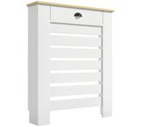 HOMCOM Radiator Cover with Drawer, Horizontal Slatted Grill, White Painted MDF Wood Cabinet Shelf Heating Cover for Living Room Bedroom Hallway, Small (H: 95.5 / W: 78 / D: 19 cm)