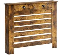 HOMCOM Radiator Cover with Drawer, MDF, Brown, Medium H:95.5/W:111/D:19 cm | Horizontal Slatted Grill, Painted Wood Cabinet Shelf, Heating Cover, Living Room Bedroom Hallway