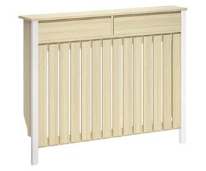 HOMCOM Radiator Cover with Drawers, Large, 119 x 19 x 93cm, Oak | Vertical Slatted Grill, Modern MDF Wood Cabinet Shelf, Heating Cover, Living Room, Bedroom, Hallway