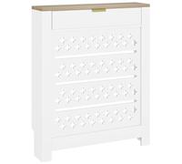 HOMCOM Radiator Cover with Flip Drawer, Modern Cross Pattern MDF Cabinet Heater Cover with Top Shelf for Living Room, Bedroom, Hallway, 78W x 19D x 95.5H cm, White