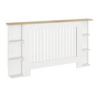 HOMCOM Radiator Cover with Open Storage Shelves, Vertical Slatted Cabinet Shelf Heater Cover for Living Room, Hallway, Large, White (H: 83 / W: 152 / D: 19 cm)