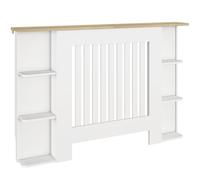 HOMCOM Radiator Cover with Open Storage Shelves, Vertical Slatted Cabinet Shelf Heater Cover for Living Room, Hallway, Medium, White (H: 83 / W: 124 / D: 19 cm)