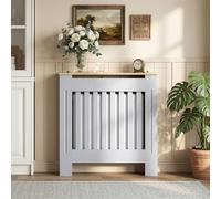 Homcom Radiator Cover Wooden Cabinet Vertical Slatted Vent Mdf Grey Home Grey