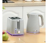 HOMCOM 1.7L 3000W Rapid Boil Kettle and 2 Slice Toaster Set Crumb Tray Grey - Kettle: 22.2 x 16.7 x 23.2 cm, Toaster: 26.6 x 16.4 x 18.3 cm - Kettle and Toaster Set - Grey