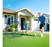 HOMCOM Double-Sided Football Rebounder Net, Football Rebound Net Target Goal with Five Adjustable Angles, Blue