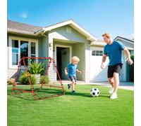 HOMCOM Rebounder Net Football Target Goal with Adjustable Angles, Red