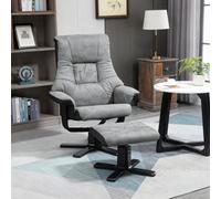 HOMCOM Recliner Armchair Footstool Duo Vintage Wood Base Home