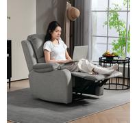 Homcom Recliner Armchair For Living Room, Recliner Chair With Cup Holder Grey, Grey
