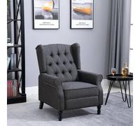 HOMCOM Manual Reclining Armchair Recliner with Retractable Footrest Dark Grey