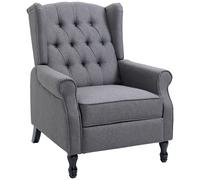 HOMCOM Recliner Armchair for Living Room, Wingback Chair with Button Tufted Back and Footrest, Light Grey Aosom UK