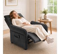 HOMCOM Recliner Armchair, Manual Recliner Chair, Massage & Heat, Dark Grey