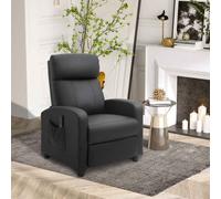 HOMCOM Recliner Armchair, Massage Faux Leather Push Back Reclining Chair with Adjustable Leg Rest, Side Pocket, for Home Living Room Theatre, Black Black