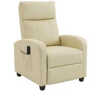 HOMCOM Recliner Sofa Chair PU Leather Massage Armcair w/ Remote, Cream White HOMCOM Cream