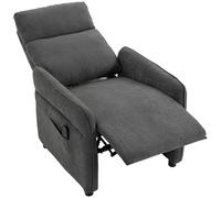 HOMCOM Recliner Armchair, Push Back Recliner Chair with Massage & Heat, Adjustable Armrests, Dual Side Pockets, Dark Grey