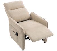 HOMCOM Recliner Armchair, Manual Recliner Chair, Massage & Heat, Beige | Size: Armchair HOMCOM Beige Armchair
