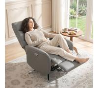 HOMCOM Recliner Armchair, Swivel Recliner with Type C+USB, Dark Grey