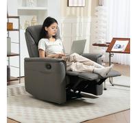HOMCOM Recliner Armchair with Spring Cushion Adjustable Leg Rest - Light Grey - Microfibre Cloth - 84W x 89D x 105Hcm