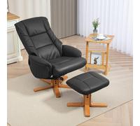 HOMCOM Recliner Armchair with Wood Base, Upholstered Reclining Chair, Black HOMCOM Black