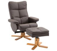 HOMCOM Recliner Chair and Footstool PU Leather Wooden Base Brown