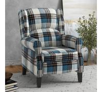 HOMCOM Recliner for Living Room Wingback Chair with Padded Armrest - Blue - 77W x 88D x 102Hcm