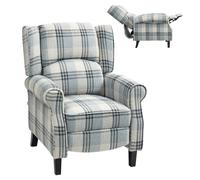 HOMCOM Grey Farmhouse Wingback Recliner Armchair with Footrest - Size: Single - Wilko