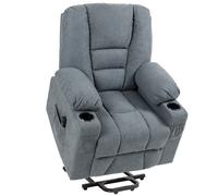 HOMCOM Recliner Chair for the Elderly, Fabric Upholstered Lift Chair for Living Room w/ Remote Control, Side Pockets, Grey Aosom UK