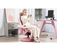 HOMCOM Recliner Chair with Footrest - 360° Swivel and Cup Holders