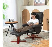 HOMCOM Recliner Chair with Footstool, Backrest Adjustable, Armchair, Black
