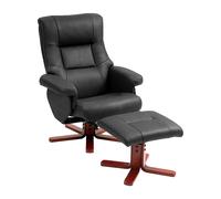 Homcom 135? Reclining Armchair With Footstool For Living Room, Black, Black