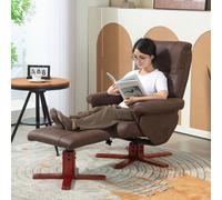 Homcom 135° Reclining Armchair With Footstool For Living Room In Dark Brown Dark Brown