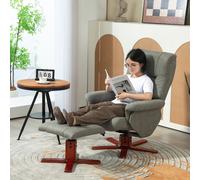 HOMCOM Recliner Chair with Footstool, Backrest Adjustable, Armchair, Grey