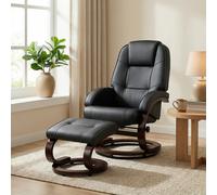 HOMCOM Recliner Chair with Footstool, Swivel Recliner Armchair, Black
