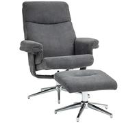 HOMCOM Recliner Chair with Footstool, Upholstered Velvet Fabric Armchair Charcoal Grey, Grey