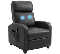 Homcom Recliner Sofa Chair Pu Leather Massage Armcair W/ Remote Control, Black