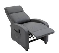 HOMCOM Recliner Sofa Chair PU Leather Massage Armcair w/ Remote Control, Grey