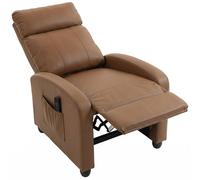 HOMCOM Recliner Sofa Chair PU Leather Massage Armcair w/ Remote, Dark Brown
