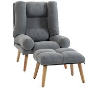 Homcom Recliner With Footstool, Reclining Chair With Adjustable Back, Grey Grey
