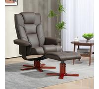 HOMCOM Reclining Armchair with Footstool and Adjustable Backrest Brown - 83B-031