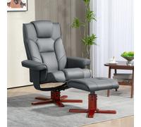 Homcom Reclining Armchair With Footstool And Adjustable Backrest In Grey Grey