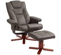Homcom Reclining Armchair With Footstool And Adjustable Backrest In Brown Brown